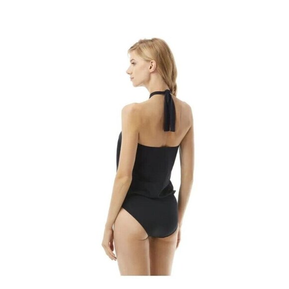Michael Kors Logo Ring Halter Blouson One Piece Swimsuit NWT Size 8 - Picture 2 of 6